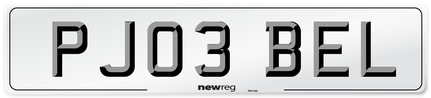 PJ03 BEL Number Plate from New Reg